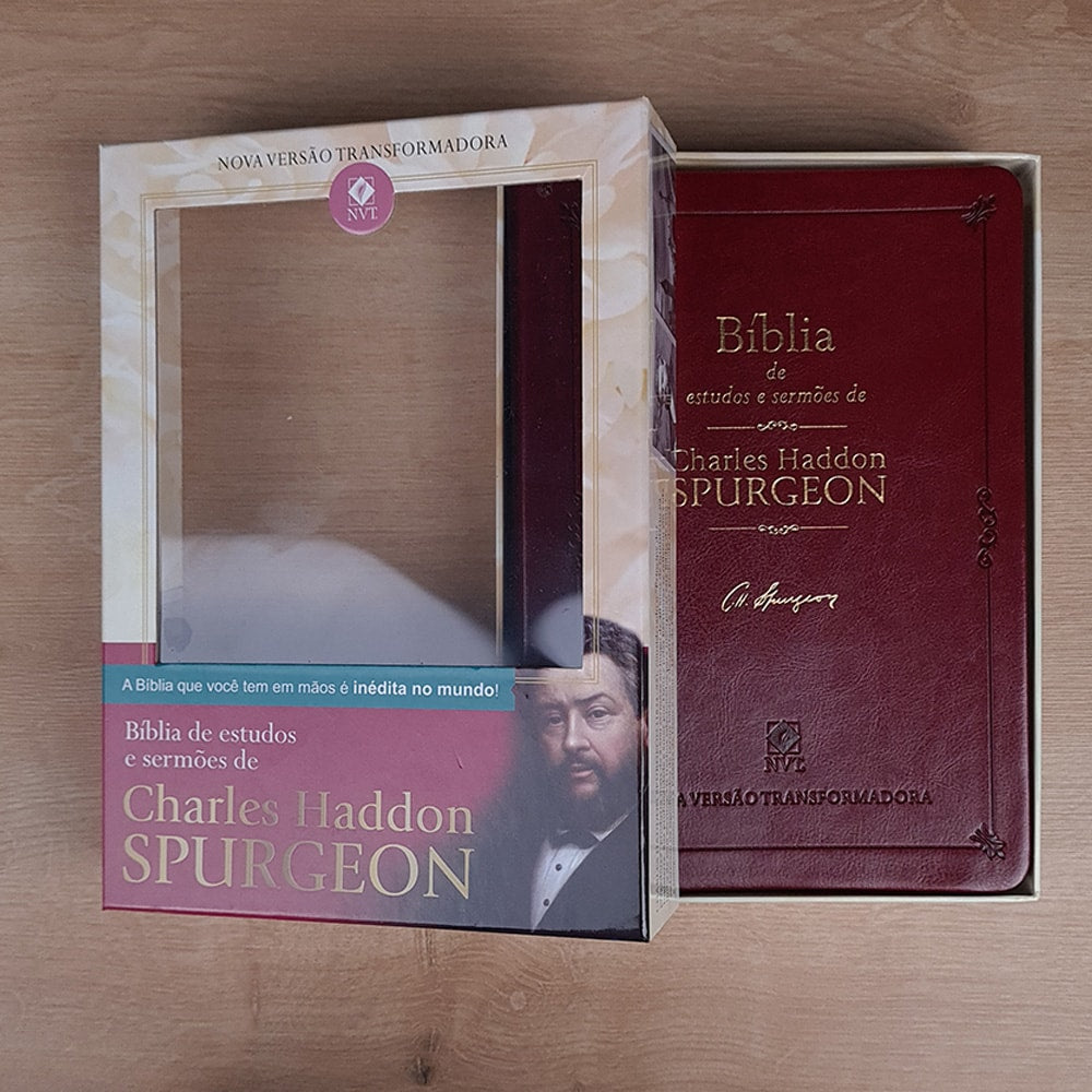Bíblia de Estudos e Sermões de C. H. Spurgeon | NVT | Letra Normal | Capa Luxo Vinho