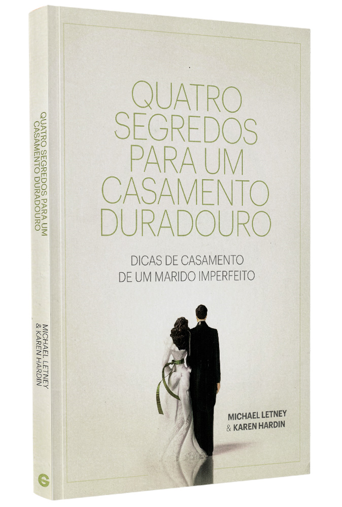 Livro Quatro Segredos Para Um Casamento Duradouro, capa branca com casal de costas. — Plenitude