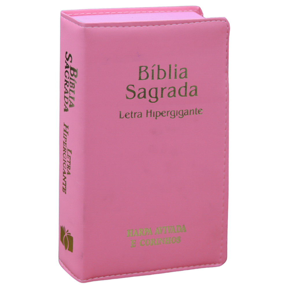Bíblia Sagrada ARC, letra hipergigante, capa luxo rosa, com Harpa Avivada e Corinhos. — Plenitude