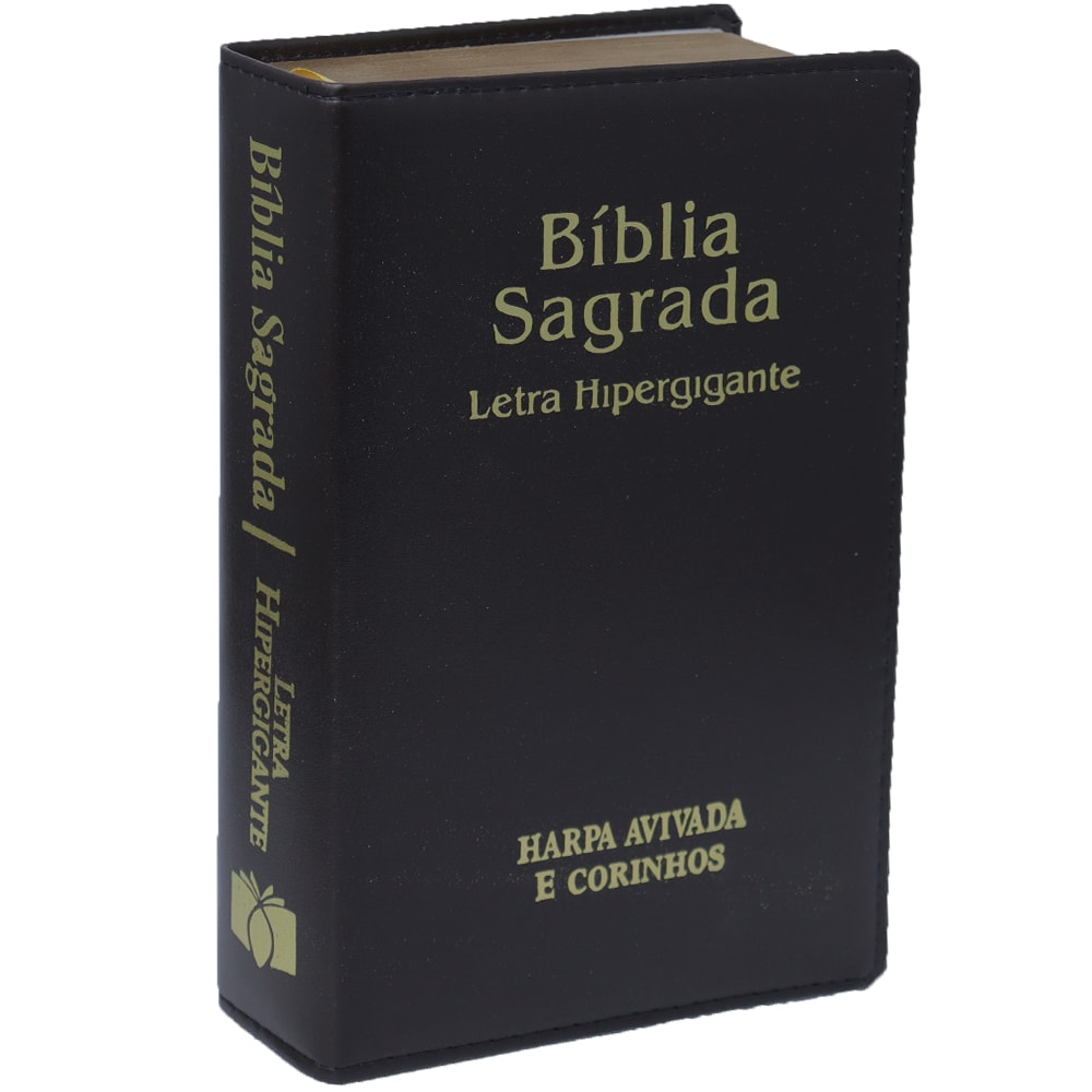 Bíblia Sagrada ARC Letra Hipergigante, capa luxo preta, com Harpa Avivada e Corinhos. — Plenitude