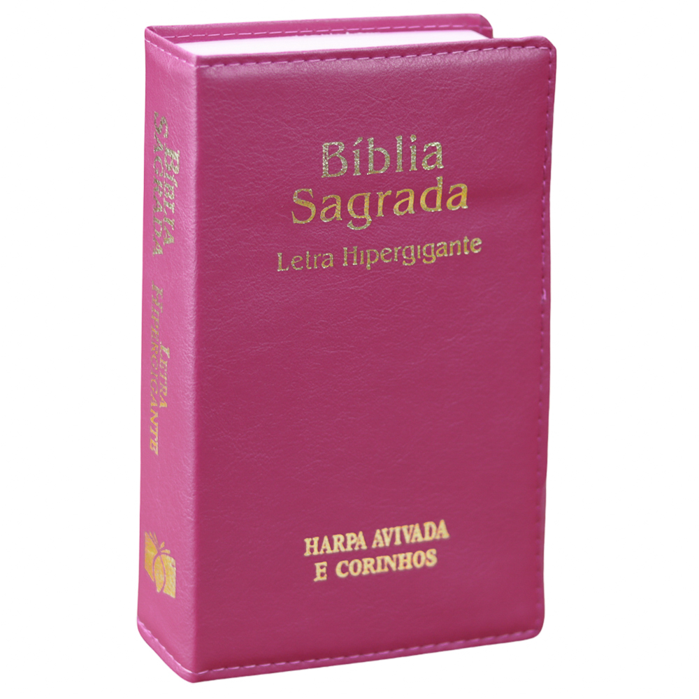 Bíblia Sagrada ARC Letra Hipergigante, capa luxo pink com Harpa Avivada e Corinhos. — Plenitude