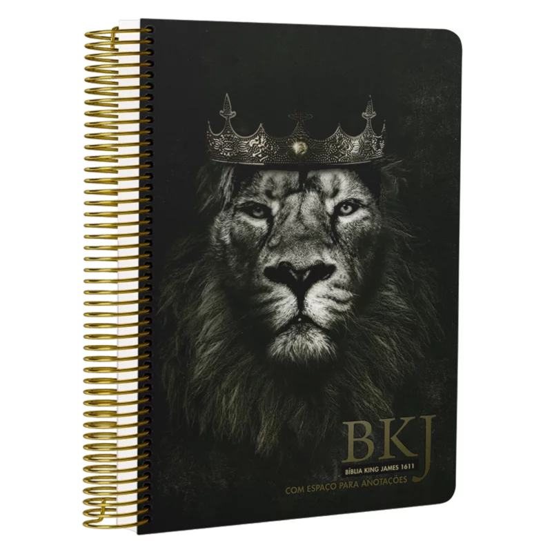 Bíblia King James 1611 Leão Rei dos Reis | BKJ | Letra Normal | Capa Dura Espiral Com Espaço Para An