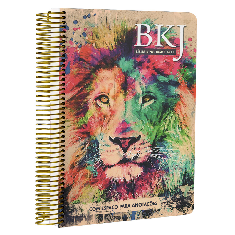 Bíblia King James 1611 Lion Colors | BKJ | Letra Normal | Capa Dura Espiral Com Espaço Para Anotaçõe