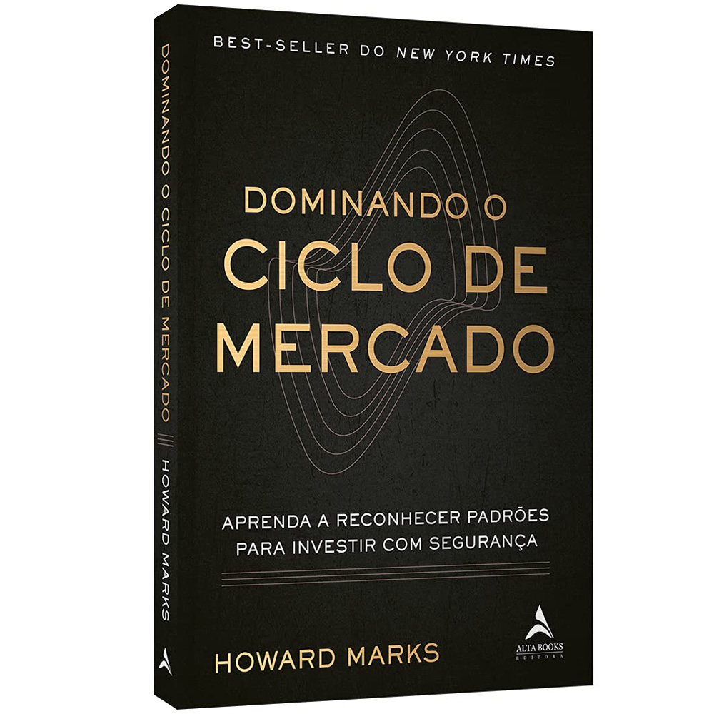 Livro Dominando o Ciclo de Mercado, capa preta com detalhes dourados. — Plenitude