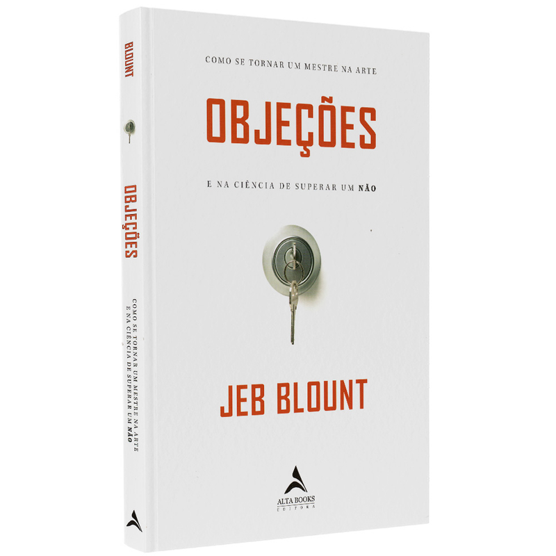 Livro Objeções, capa branca com título em vermelho e chave na fechadura. — Plenitude