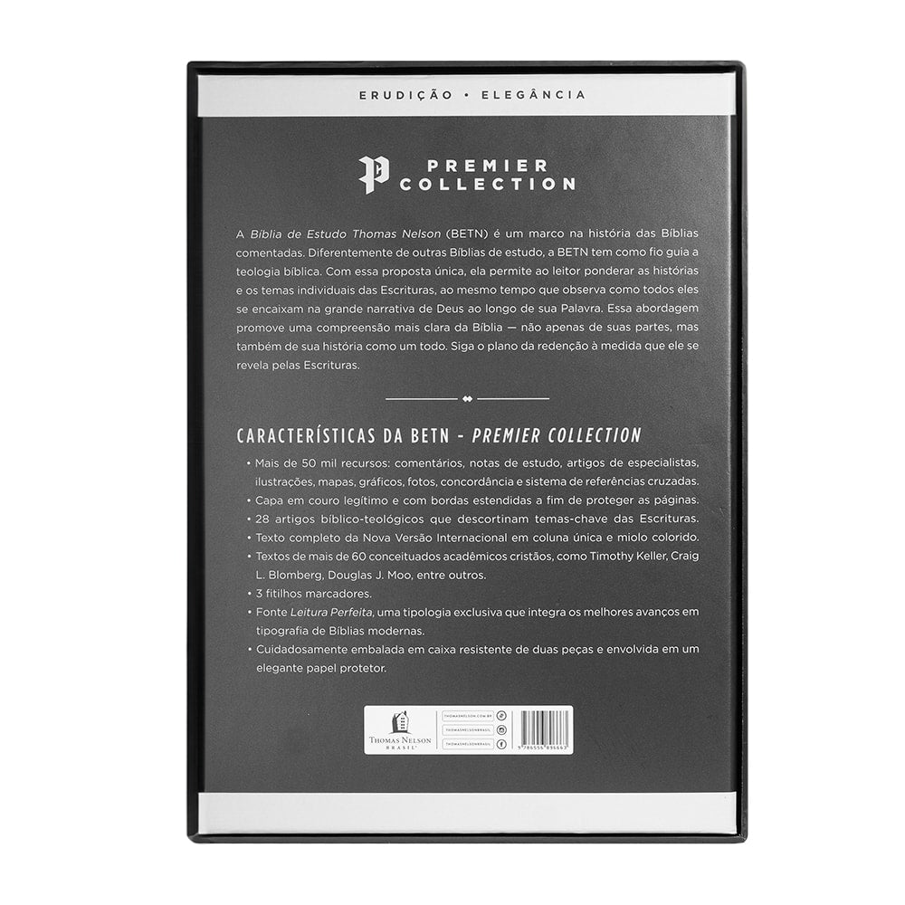 Bíblia De Estudo Thomas Nelson | NVI | Capa Luxo Preto Couro Legítimo