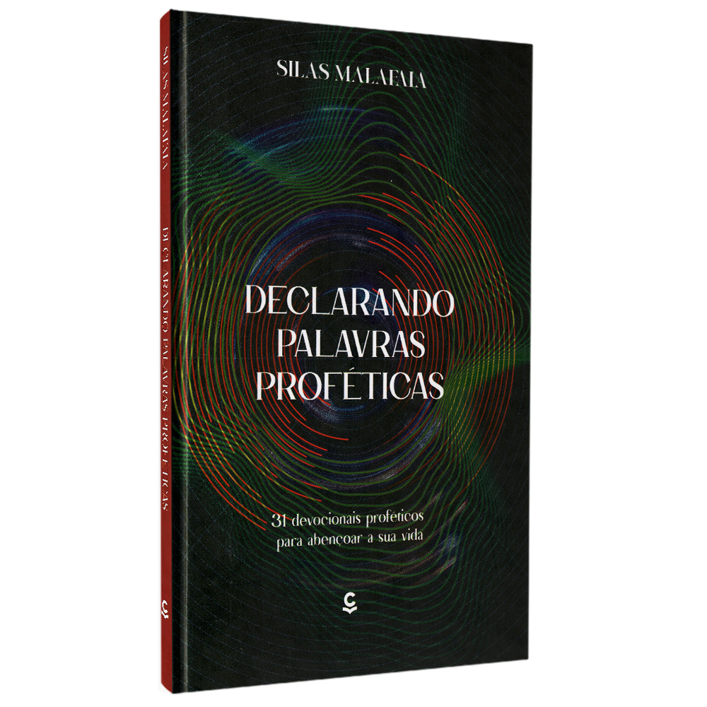 Livro "Devocional Declarando Palavras Proféticas", capa preta com padrões coloridos. — Plenitude