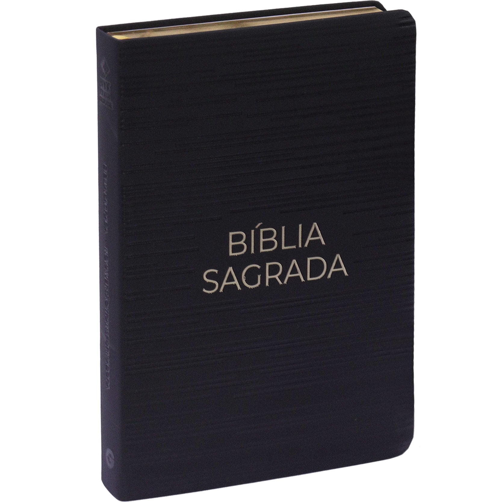 Bíblia Sagrada NVT Letra Gigante, capa luxo preta com textura e bordas douradas. — Plenitude