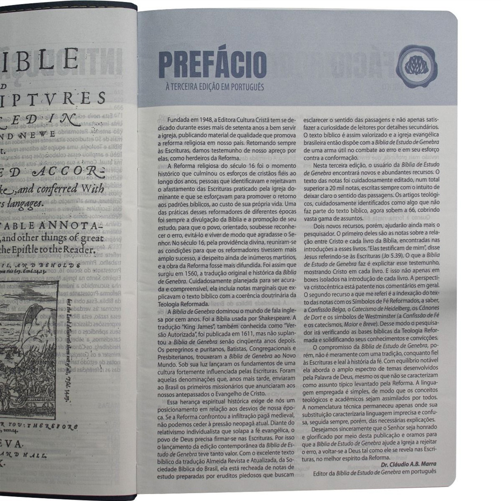 Bíblia de Estudo de Genebra | Letra Grande | ARA | Capa Luxo Azul Escuro