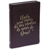 Bíblia Sagrada NVT Slim, capa luxo vinho com frase "Nada será capaz de nos separar do amor de Deus!" em dourado. — Plenitude