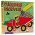 Livro pop-up "Máquinas Incríveis" de Ruth Redford e Ailie Busby, capa verde com um caminhão de construção. — Plenitude