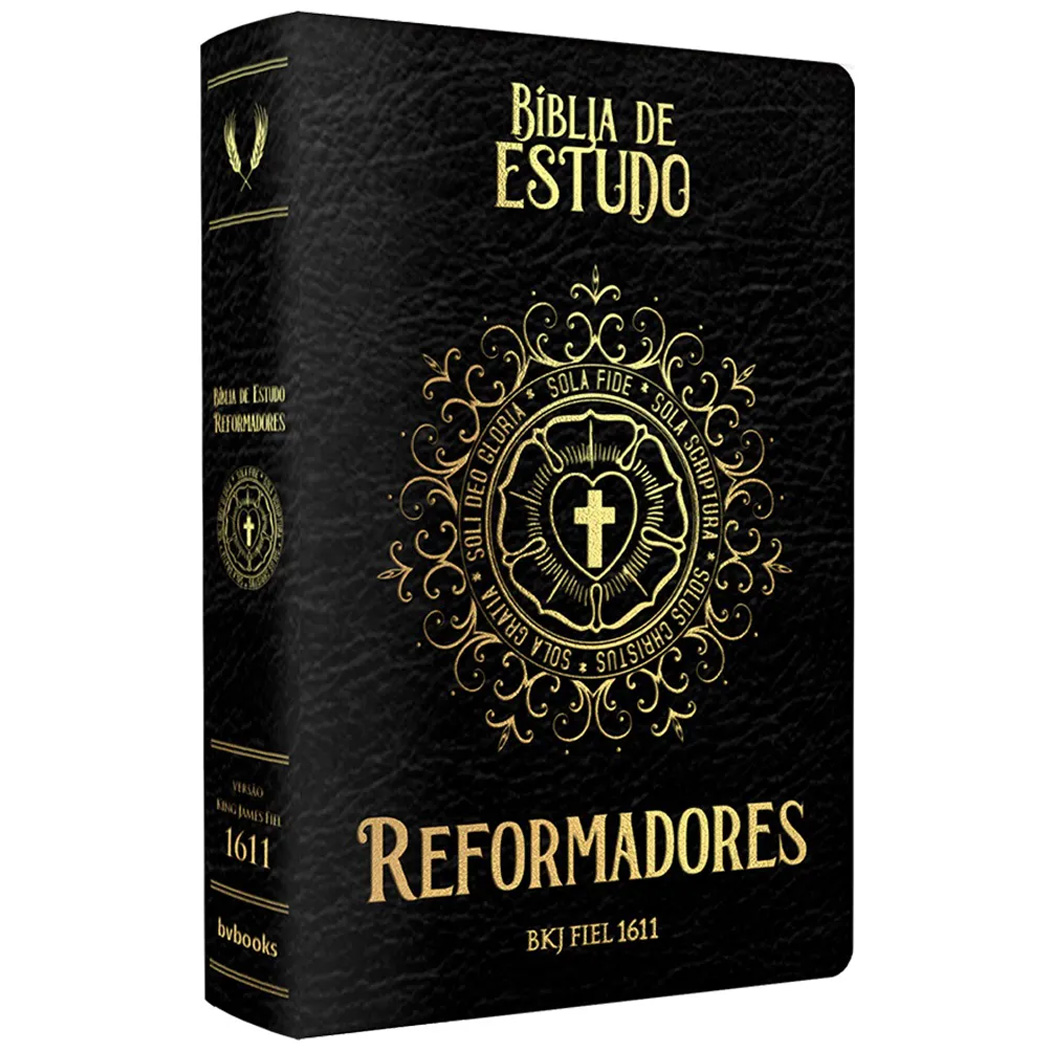 Bíblia de Estudo Reformadores | KJF | Letra Normal | Capa Luxo Preta