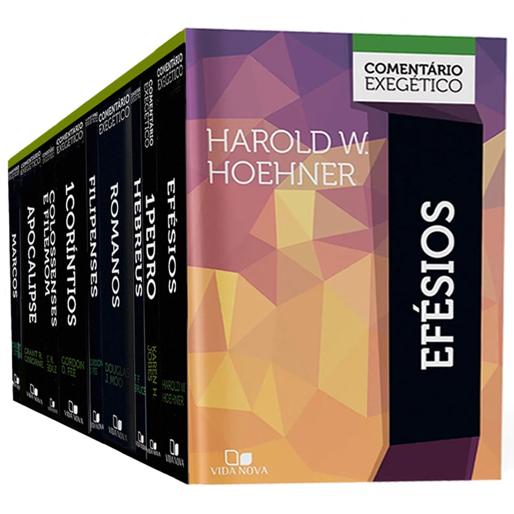 Kit de Comentários Exegéticos de Harold W. Hoehner, com lombadas coloridas e capa frontal roxa. — Plenitude