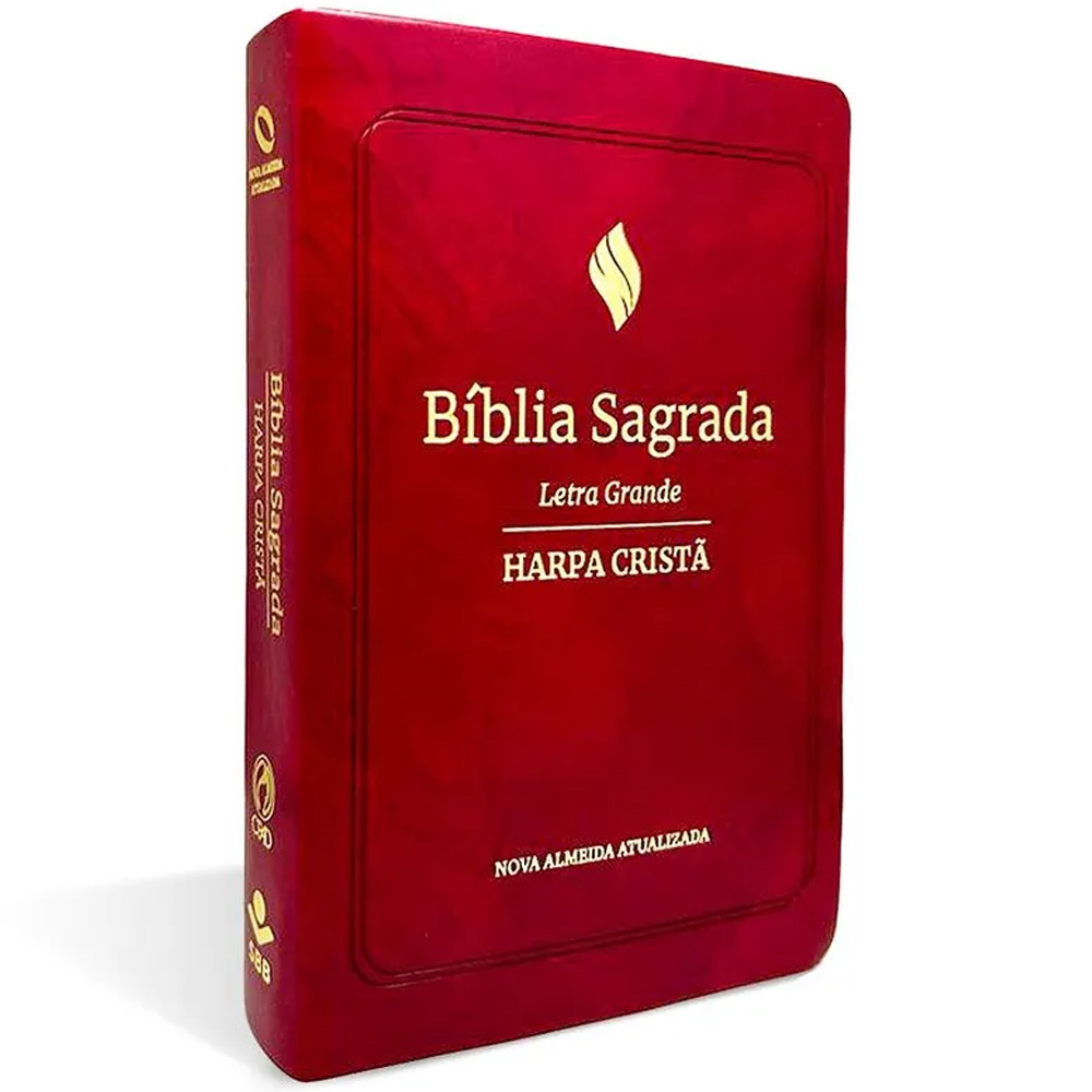 Bíblia Sagrada NAA Letra Grande com Harpa Cristã, capa semi luxo vinho, detalhes dourados. — Plenitude