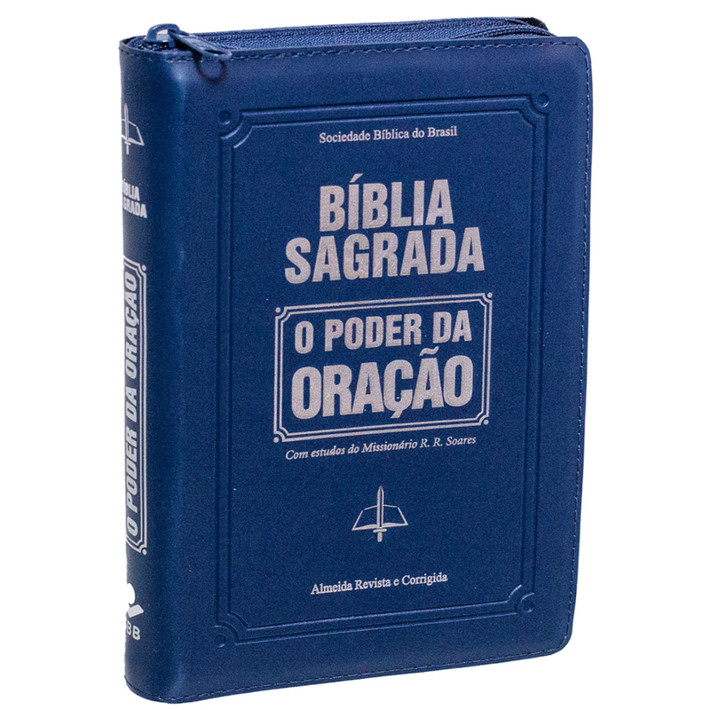 Bíblia Sagrada | O Poder da Oração | ARC | Letra Grandel | Capa Semi Luxo Azul C/Ziper S/Borda