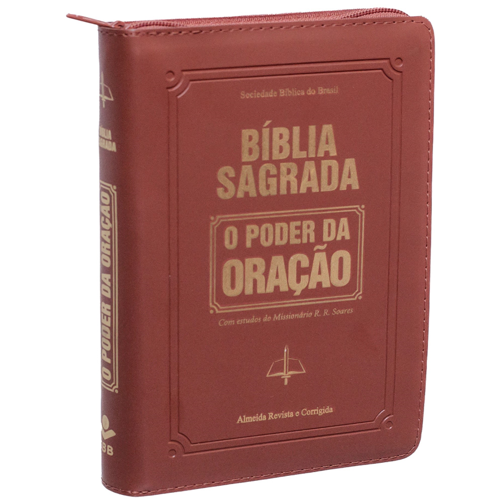 Bíblia Sagrada O Poder da Oração ARC, capa caramelo com zíper, estudos do Missionário R. R. Soares. — Plenitude