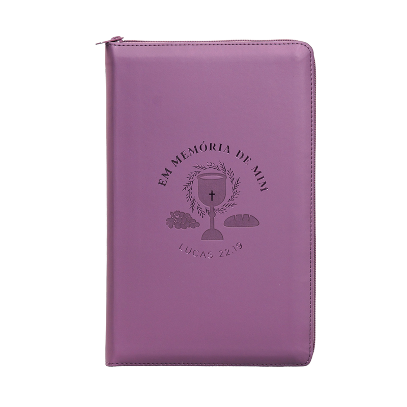 Bíblia Em Memória de Mim com Zìper | NVI | Letra Normal | Couro Soft Roxo