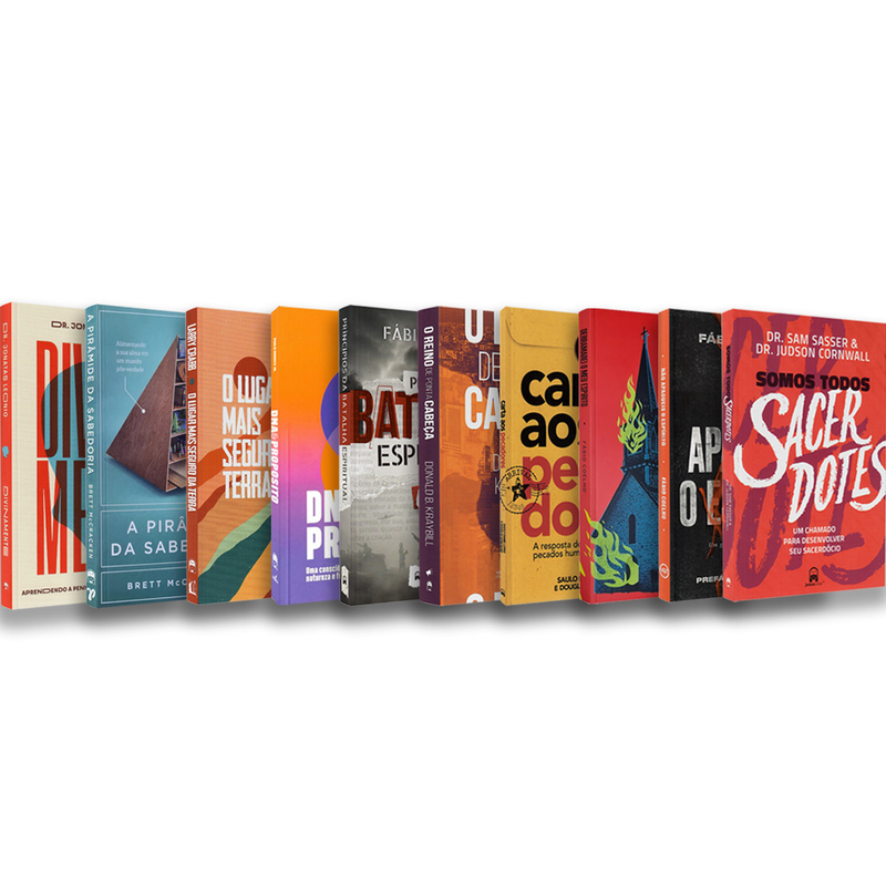 Kit Jesus Copy, com oito livros de capa mole, com diferentes cores e ilustrações. — Plenitude