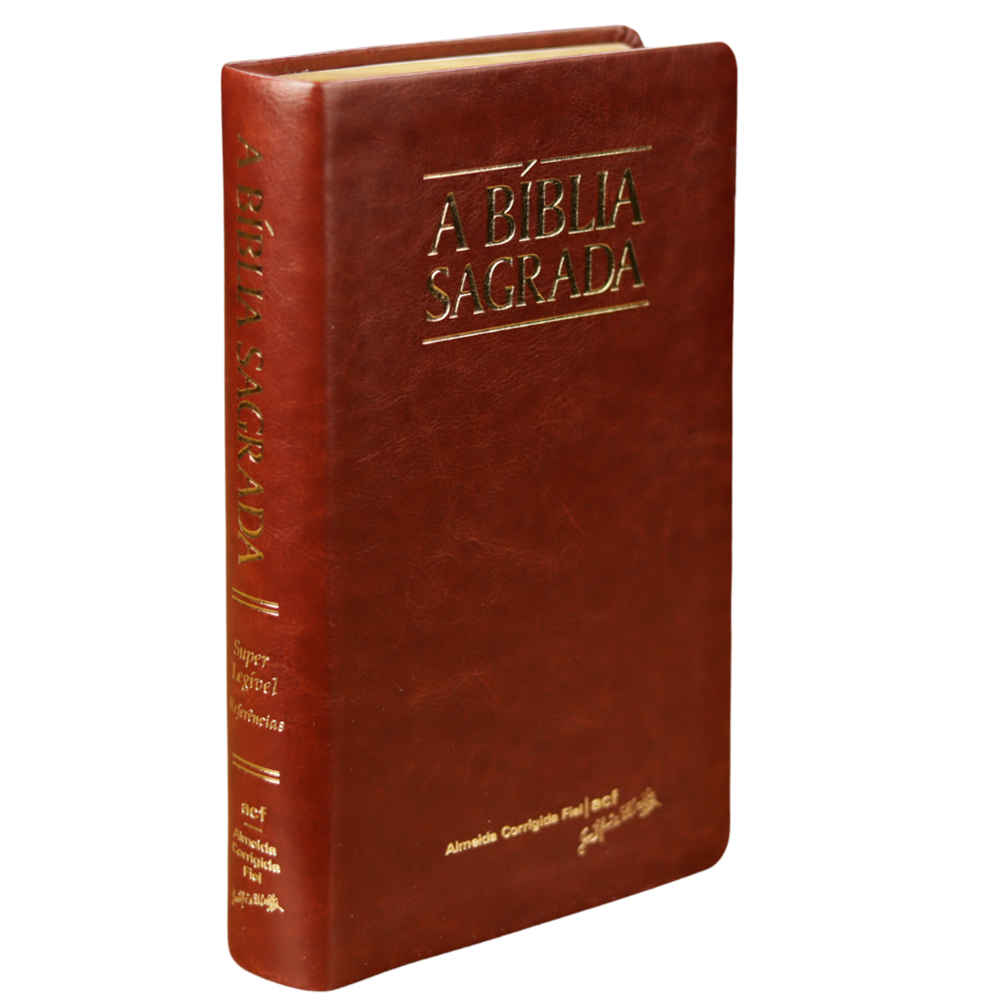 Bíblia Sagrada, ACF, Letra Grande Super Legível, Capa Luxo Mogno com detalhes dourados. — Plenitude
