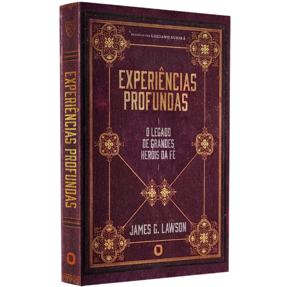 Livro "Experiências Profundas | James G. Lawson" com capa marrom escura e detalhes ornamentados. — Plenitude
