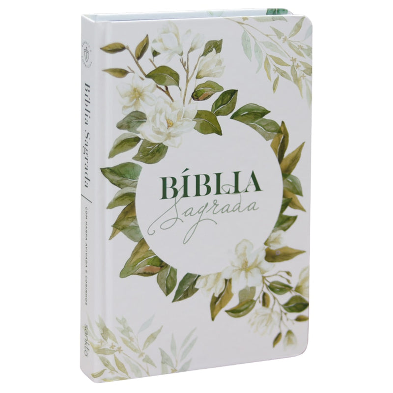 Bíblia Sagrada 860 | ARC | Letra Normal | Com Harpa Avivada e Corinhos | Capa Magnólia Branca