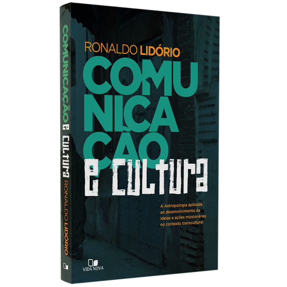 Comunicação e Cultura | Ronaldo Lidório | Capa com título em verde e laranja sobre fundo de rua antiga | — Plenitude
