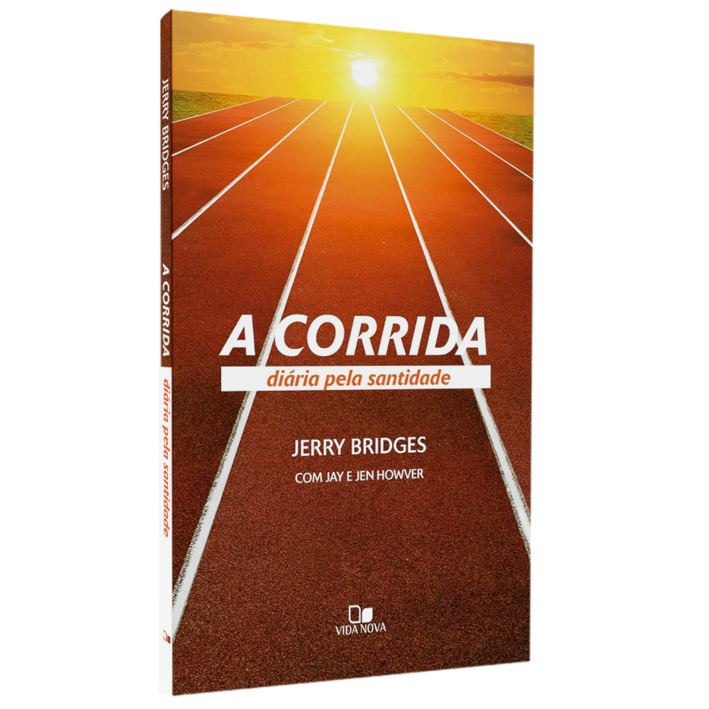 Livro "A Corrida Diária Pela Santidade" de Jerry Bridges, capa com pista de corrida. — Plenitude