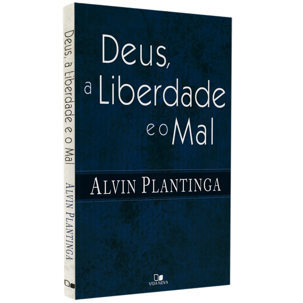 Livro Deus, a Liberdade e o Mal | Alvin Plantinga, capa azul escura com título em branco. — Plenitude