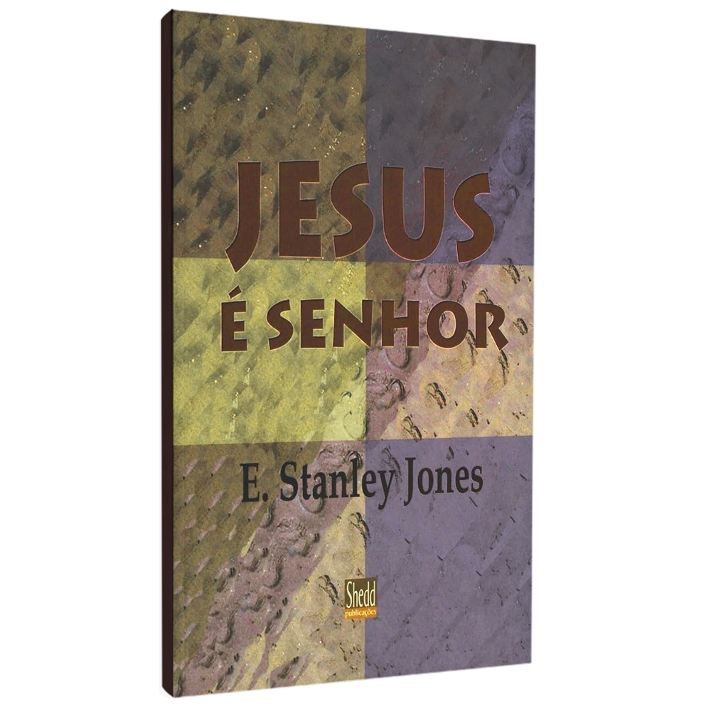 Livro Jesus é Senhor, de E. Stanley Jones, capa com quadrados em tons de marrom e verde. — Plenitude