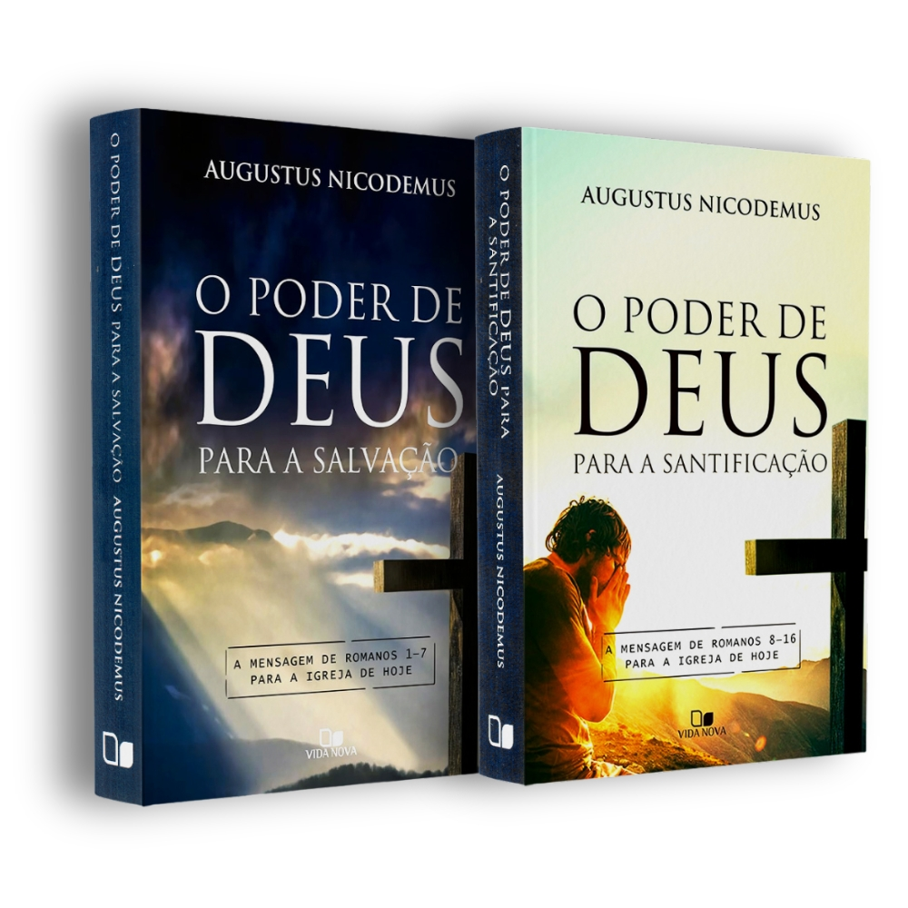 Kit com 2 livros O Poder de Deus, de Augustus Nicodemus, capas duras com paisagens e cruzes. — Plenitude