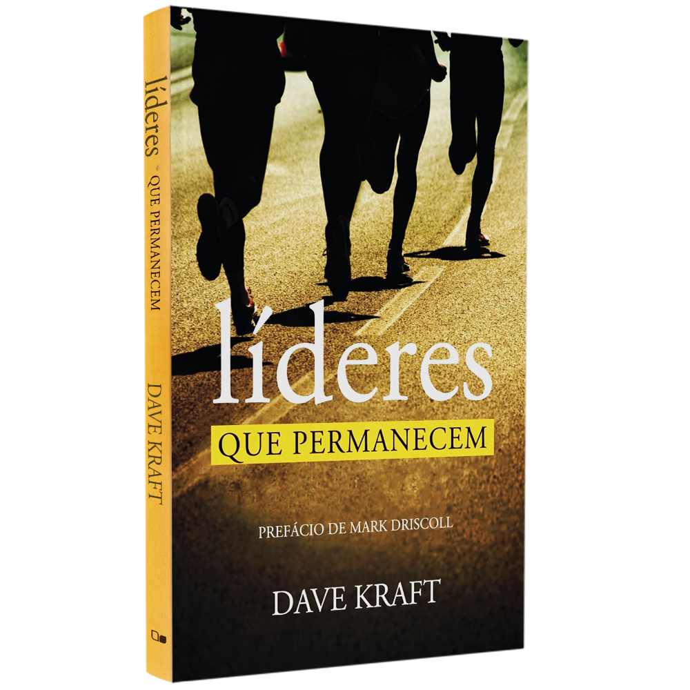 Livro Líderes que Permanecem, de Dave Kraft, capa com corredores em pista e título em amarelo. — Plenitude