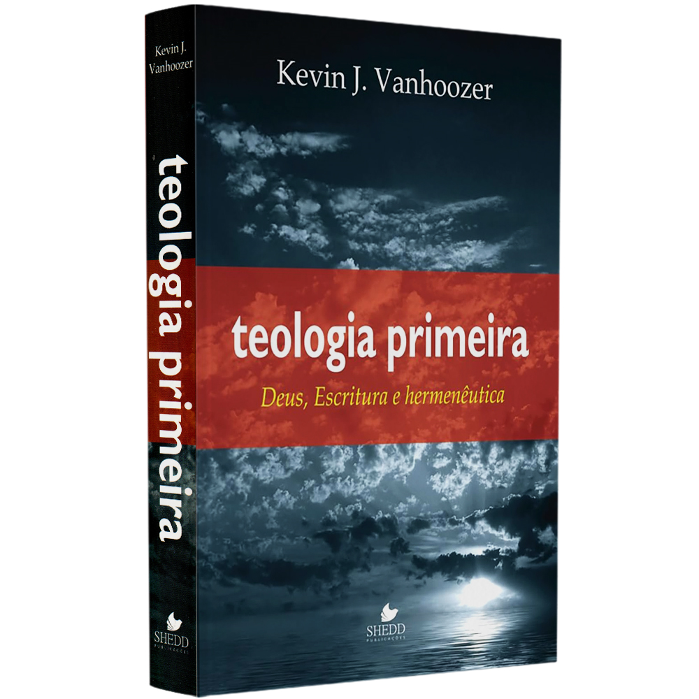Livro Teologia Primeira, de Kevin J. Vanhoozer, capa azul escura com nuvens e reflexo de luz. — Plenitude