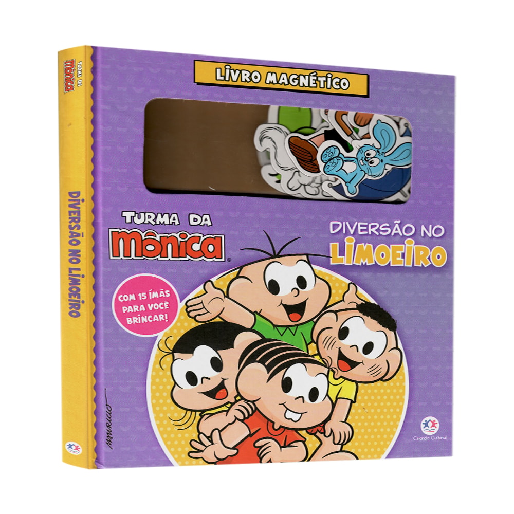 Livro Magnético Turma da Mônica, Ciranda Cultural, capa roxa com personagens e 15 ímãs. — Plenitude