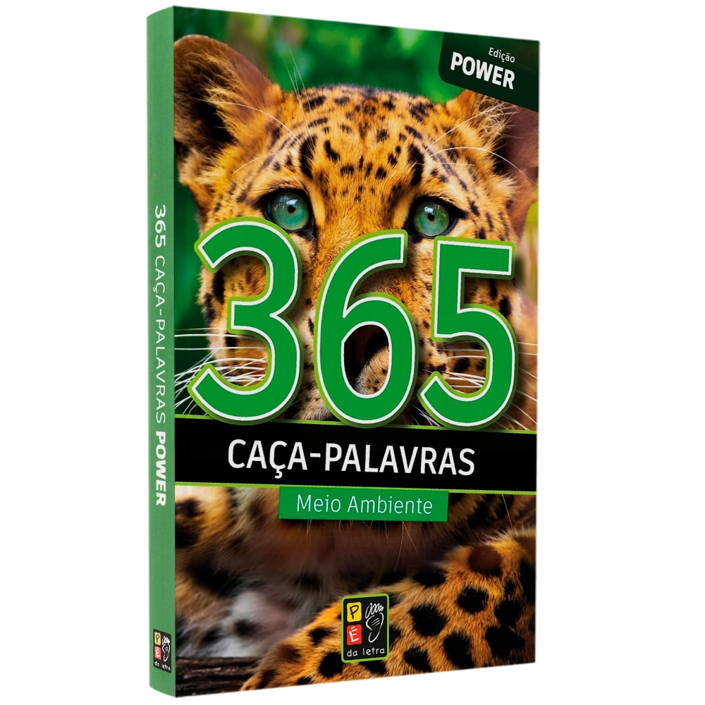 Livro de caça-palavras 365 Caça Palavras Meio Ambiente Edição Power, capa com filhote de onça-pintada. — Plenitude