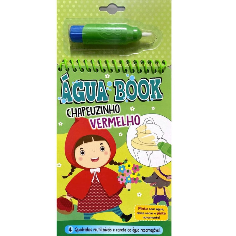 Livro de colorir Água Book Chapeuzinho Vermelho, embalagem com livro e caneta de água recarregável. — Plenitude
