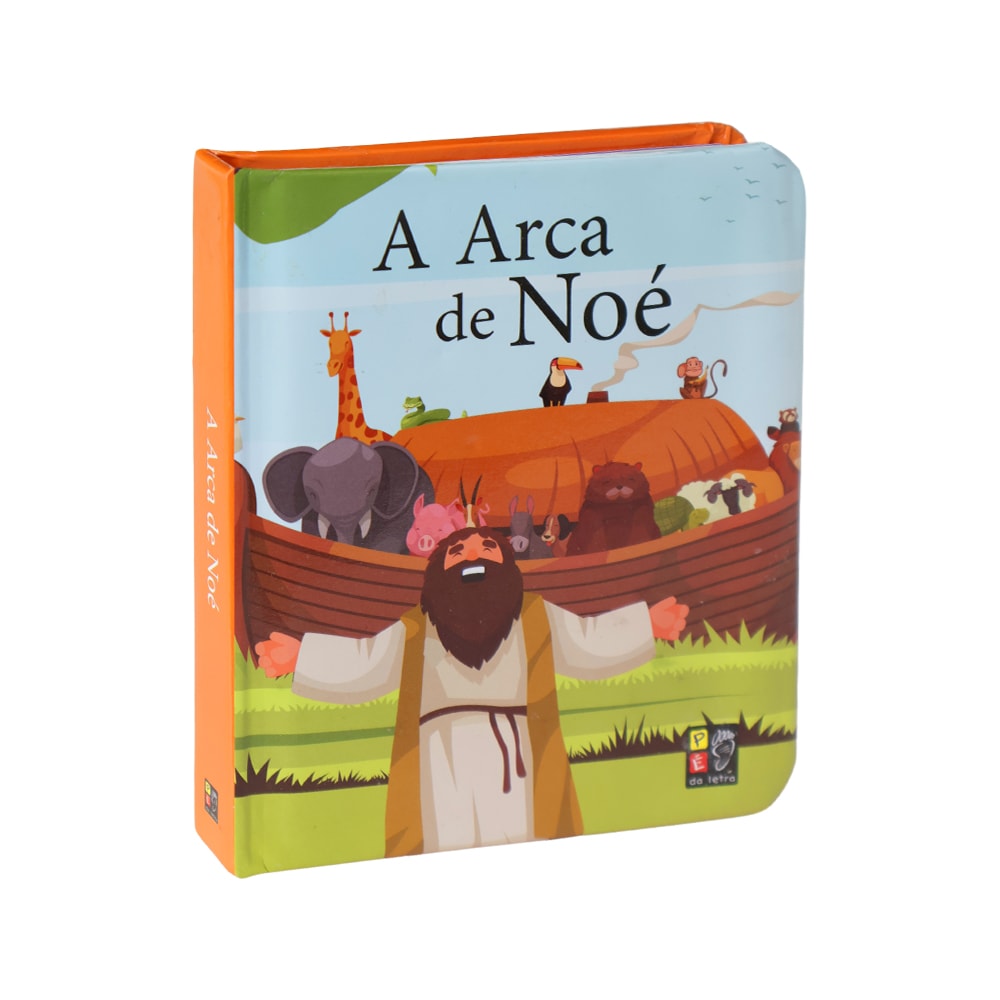 Livro A Arca de Noé, capa dura almofadada com Noé e animais na arca. — Plenitude