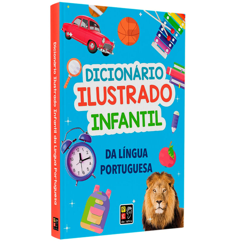 Dicionário Ilustrado Infantil De Língua Portuguesa, capa dura azul com diversas ilustrações. — Plenitude