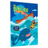 Livro de Colorir Bíblico Jonas, capa azul com Jonas, baleia e barco. — Plenitude