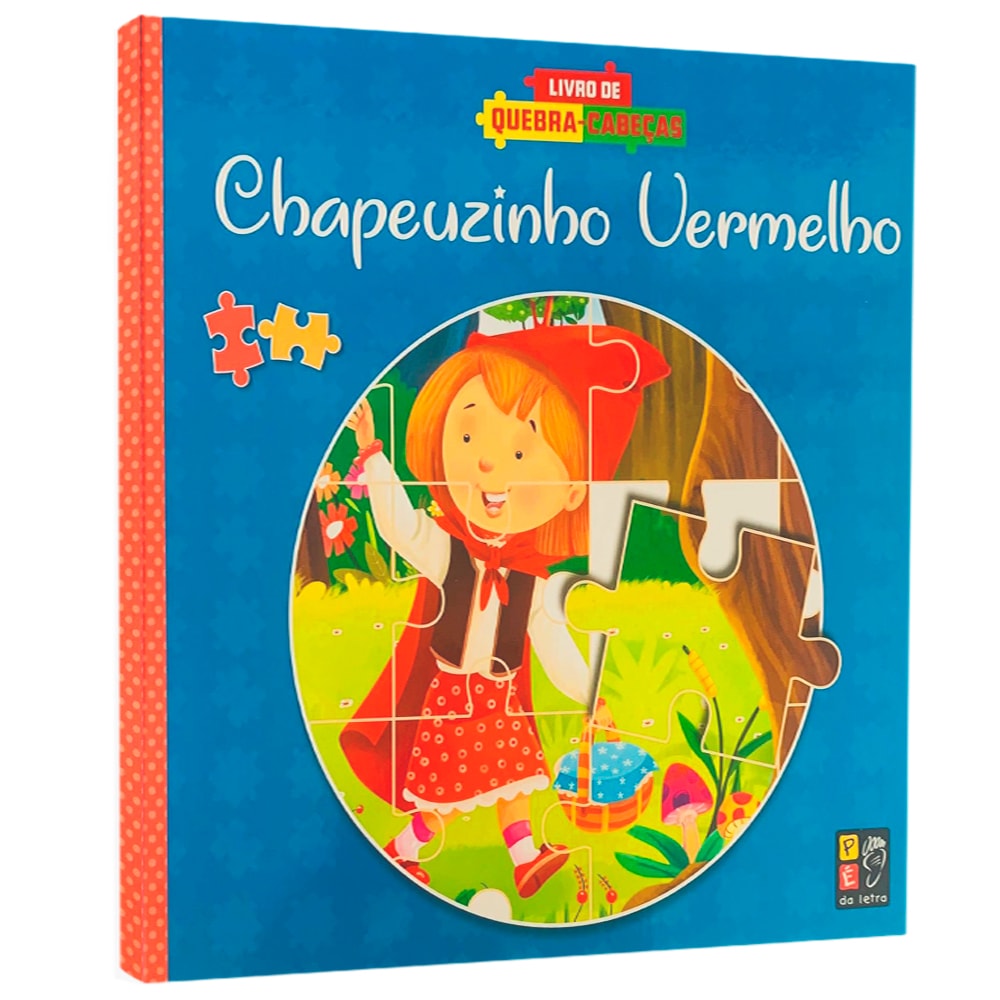 Livro de Quebra-Cabeças Chapeuzinho Vermelho, capa azul com ilustração da personagem. — Plenitude