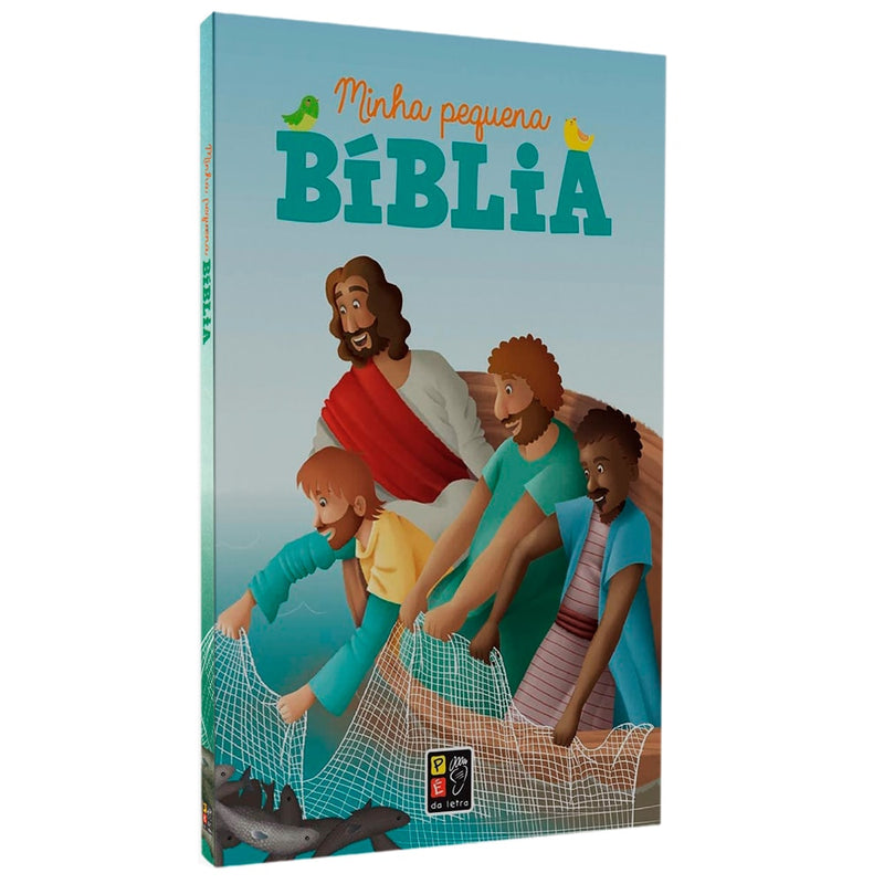 Livro Minha Pequena Bíblia Brochura, capa com Jesus e pescadores puxando rede cheia de peixes. — Plenitude