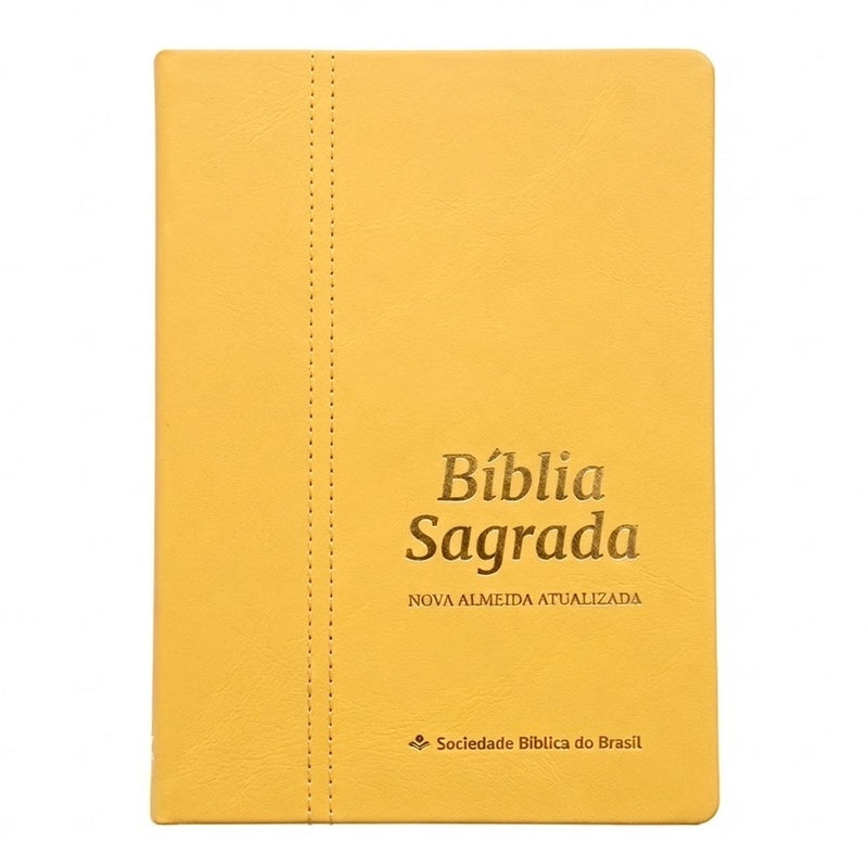 Bíblia Sagrada | NAA | Letra Normal | Capa Couro Legítimo Açafrão