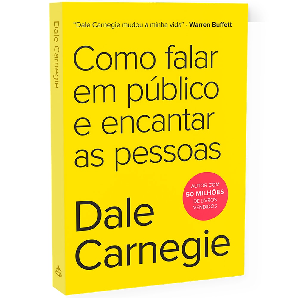 Livro Como Falar em Público e Encantar as Pessoas, de Dale Carnegie, capa amarela com letras pretas. — Plenitude