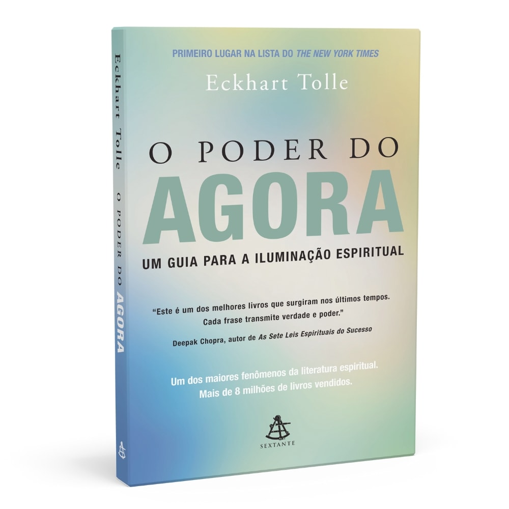 Livro O Poder do Agora, de Eckhart Tolle, capa colorida em tons pastel com título em preto. — Plenitude