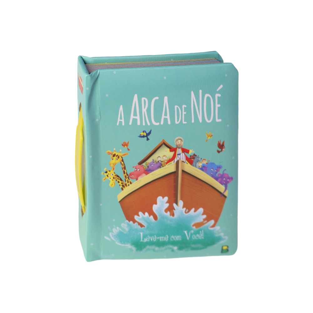Livro infantil "Leve-me Com Você! A Arca de Noé", capa azul-claro com alça amarela e ilustração da arca. — Plenitude