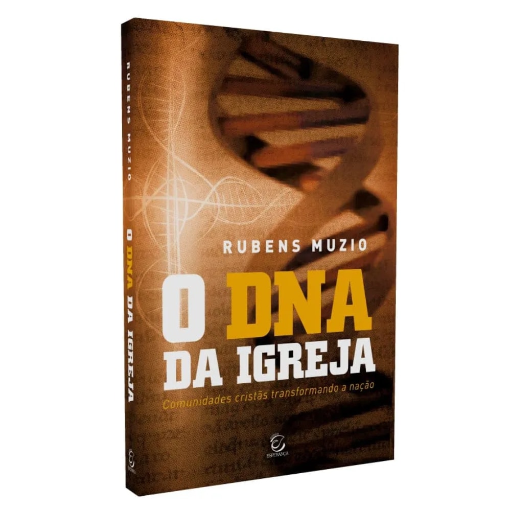 Livro O DNA da Igreja de Rubens Muzio, capa marrom com imagem de DNA. — Plenitude