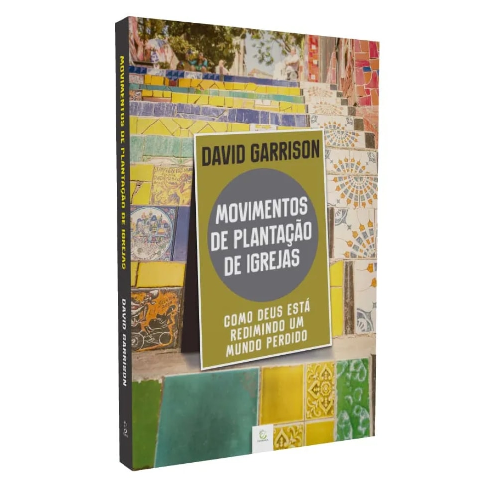 Livro de capa dura, "Movimentos de Plantação de Igrejas" de David Garrison, com foto de escadaria colorida. — Plenitude