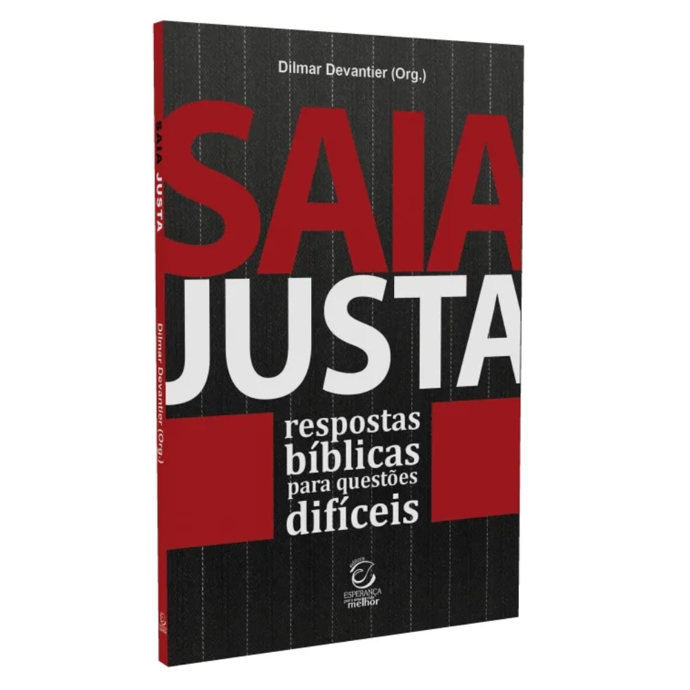 Livro Saia Justa de Edson Almeida, capa preta com título em vermelho e branco, e respostas bíblicas — Plenitude
