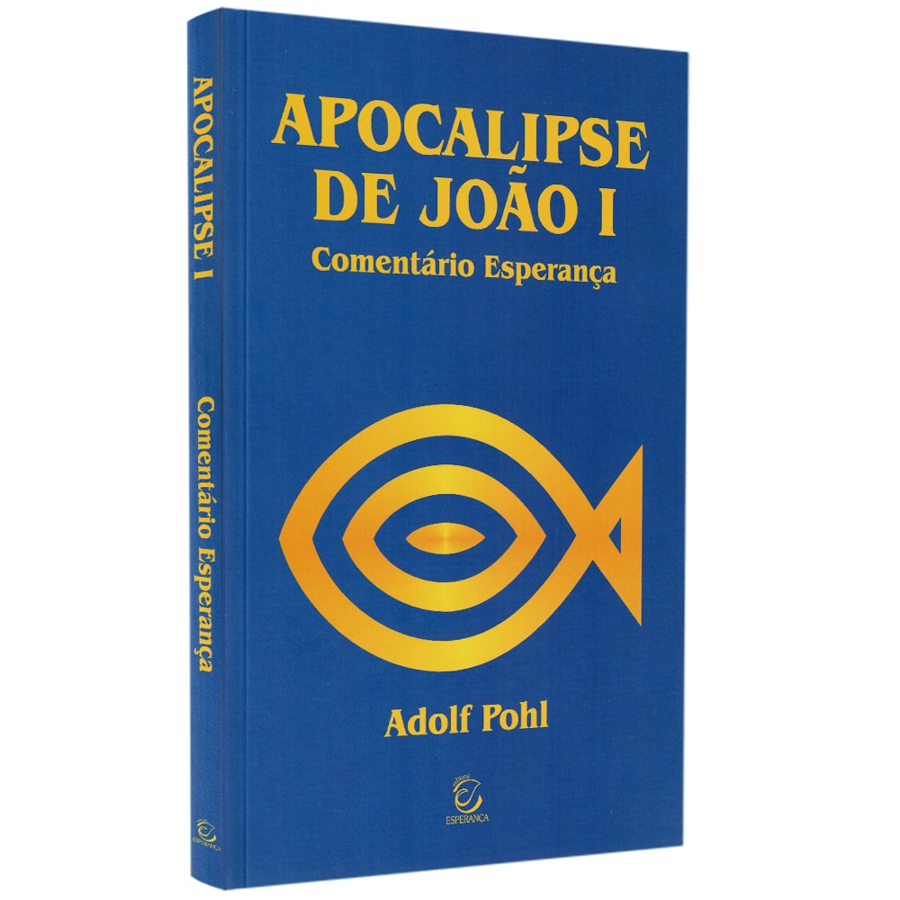 Livro Comentário ao Apocalipse de João 1 de Fritz Rienecker, capa azul com símbolo de peixe dourado — Plenitude