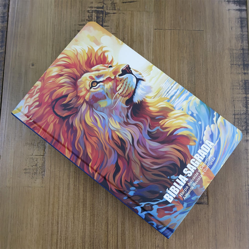 Bíblia Leão Sunset | ARC | Letra Grande | Capa Dura | Harpa Avivada e Corinhos