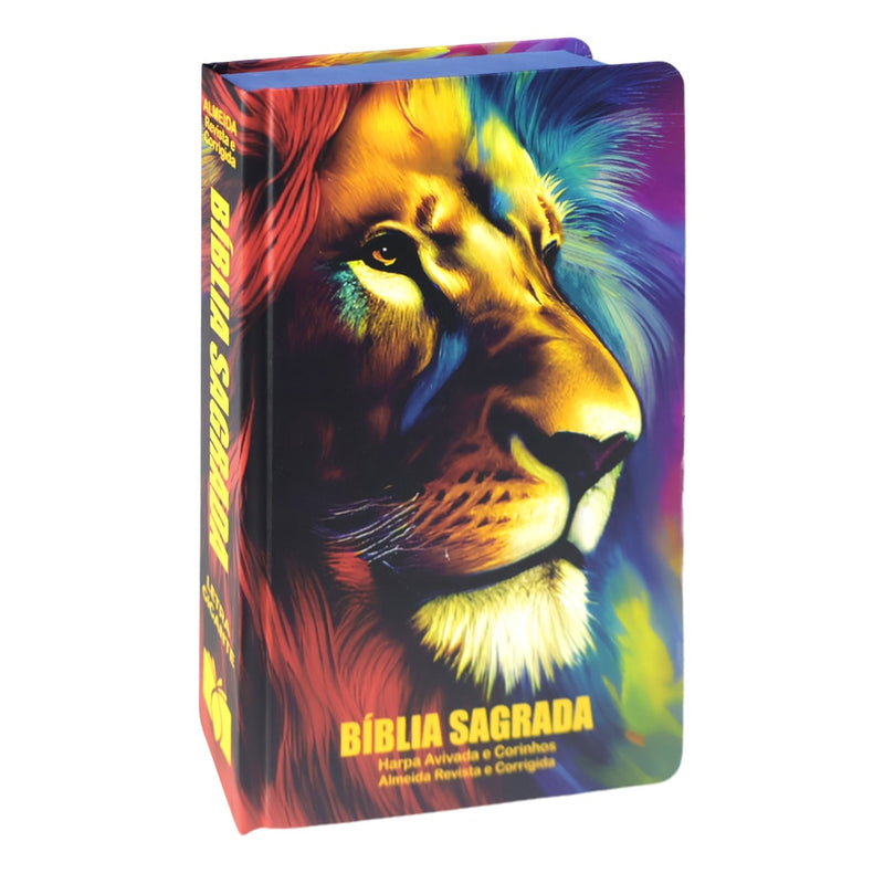 Bíblia Sagrada Leão Tinta Óleo | ARC | Letra Grande| Capa Dura | Harpa Avivada e Corinhos